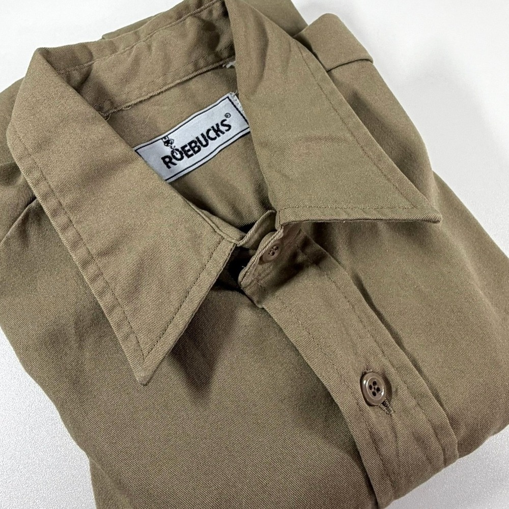 Roebucks Tan Work Shirt Sz L Workwear Gorpcore Dad Utility Menswear Vintage